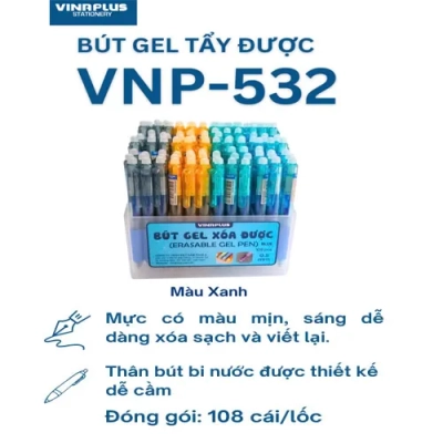 VNP532 Bút gel bấm tẩy được 0.5mm-đen