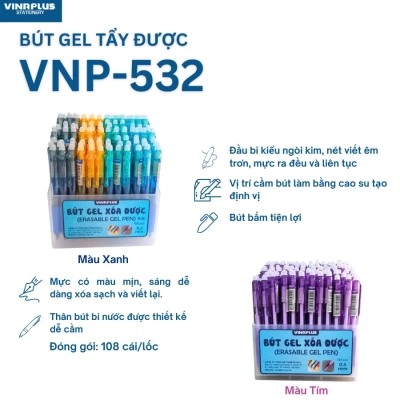 VNP532 Bút gel bấm tẩy được 0.5mm