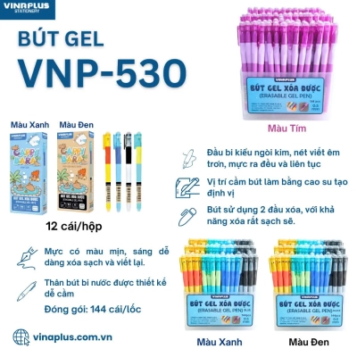 VNP530 Bút gel tẩy được nắp đậy 0.5mm